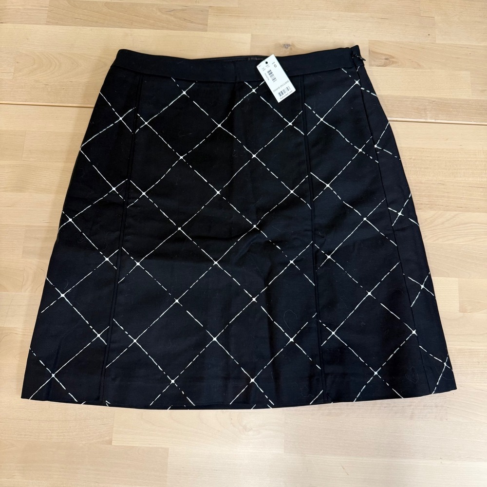 The Limited Black‎ White Diamond Pattern A-Line Midi Skirt Size 0 New With Tags